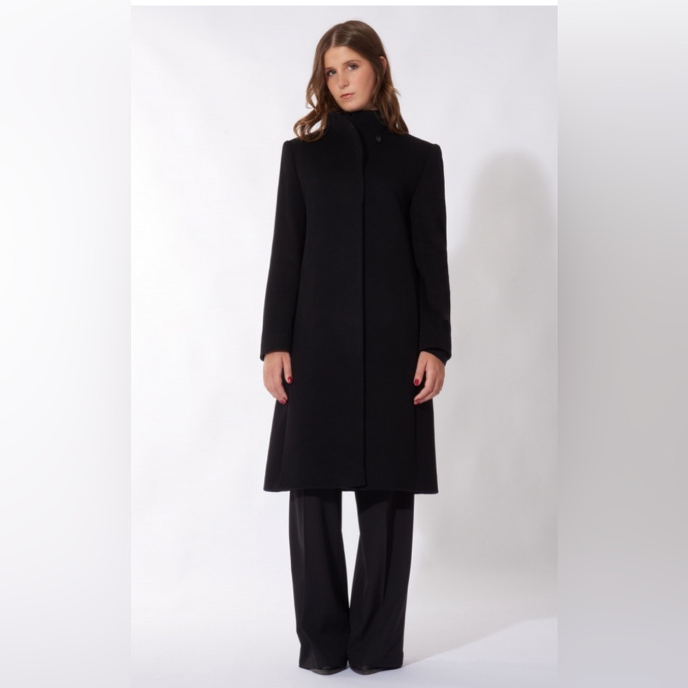 EUC Cinzia Rocca Piacenza Black 100% Pure Cashmere Long Coat Size 10
